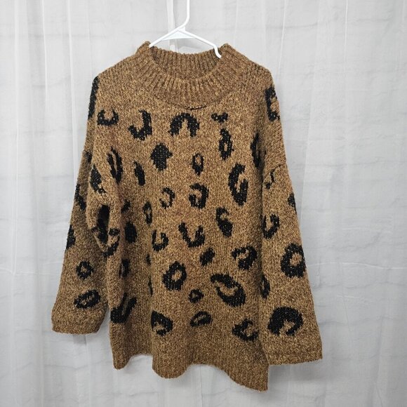Universal Thread Brown Black Leopard Print Sweater Mock Neck XL - Picture 7 of 10